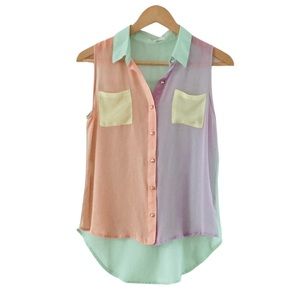 Sleeveless Sheer Pastel Blouse by Pearl